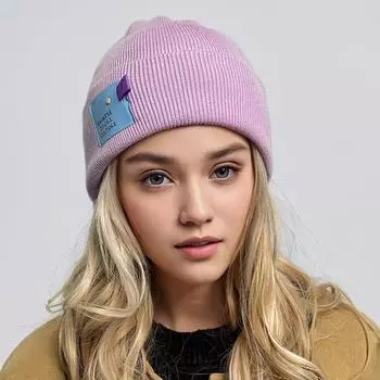 Вязаные шапки-бини для женщин зимние вышитые вязаные осенне-зимние теплые зимние шапки для женщин фиолетовый