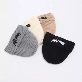 Вязаные шапки Детские осенне-зимние новые шапки из хлопка Теплые универсальные холодные шапки Мужские и женские утепленные шапочки One Size чёрный