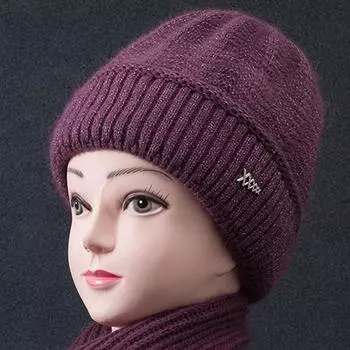 Вязаные шапки для пожилых людей среднего возраста, шерстяные шапки из смеси кроличьей шерсти, осенне-зимние, с плюшевым утеплителем, хлопковые шапки для женщин one size хаки