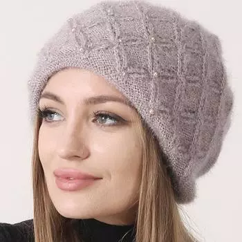 Вязаные шапки для женщин, зимние теплые шапочки с жемчугом и черепами, уличная толстая шапка верблюд
