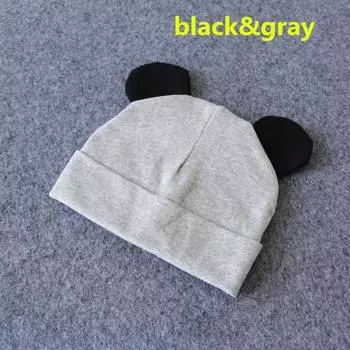 Вязаные шапки с ушками мышки для мальчиков и девочек с героями мультфильмов Детские шапки-бини Вязаная шапка для мальчиков и девочек с героями мультфильмов Модные хлопковые шапки-бини Нежные украшения pure color серый