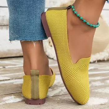 Вязаные шапочки на мягкой подошве, плетеные туфли, женские, на плоской подошве, дышащие, с неглубоким горлом, большие размеры, одинарные туфли для женщин 35 белый