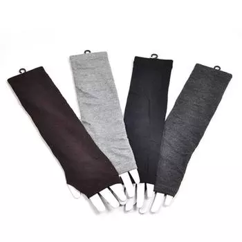 Вязаные шерстяные перчатки с рукавами, длинные, вязаные, без пальцев, теплые, мягкие, женские перчатки для верховой езды, осенне-зимние, женские, утеплители для рук темно серый
