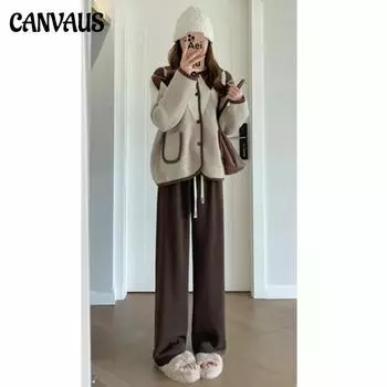 Вязаные широкие брюки женские осенне-зимние, новые драпированные тонкие и универсальные брюки с высокой талией, повседневная простота