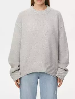 Вязаные свитера для женщин, винтажная мода, повседневные джемперы, однотонные, свободные, с длинным рукавом, с круглым вырезом, милые, новинка 2024 года, пуловеры на осень-зиму S бежевый