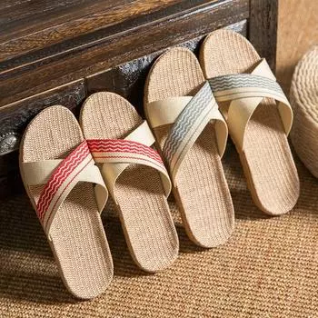 Вязаные тапочки для женщин с эффектом памяти, модные и удобные, унисекс, для пар, льняные женские пушистые тапочки, сандалии с леопардовым принтом 35