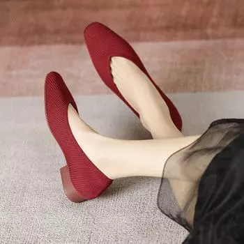 Вязаные туфли принцессы для мам на плоской подошве для женщин с толстой подошвой; Тканый, весенний стиль; Лодка и ленивые туфли 37