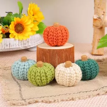 Вязаные тыквы ручной работы, красочные украшения из пряжи, милые тыквенные украшения ручной работы, мини-декор в виде тыквы, товары для вечеринок оранжевый