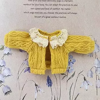 Вязаные вручную мини-кардиганы для кукол, многоцветный кружевной свитер для кукол 1/11 1/12/кукол OB11 жёлтый