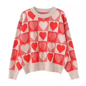 Вязаные женские свитера большого размера с принтом, осенне-зимний модный джемпер Harajuku C-205 S зелёный