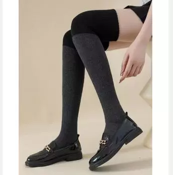 Вязаные зимние носки Женские гольфы Нескользящие чулки Высокие чулки Сращивание вместе Цветные Теплые женские гольфы Весенние чулки