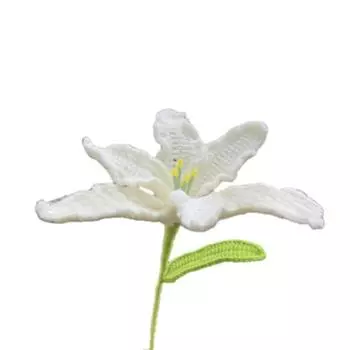 Вязаный 1 шт. Ручной работы Цветок Лилия Букет Хлопковая веревка Вязаный крючком Декор Флористика белый