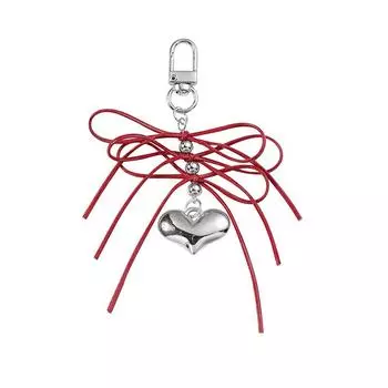 Вязаный бант брелок серебряный сердечко подвеска брелок ювелирные изделия для девочек женщин подарочный пакет украшение A1