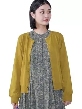 Вязаный базовый кардиган с круглым вырезом MUSTARD ONE SIZE [Beams Heart] L/S для женщин