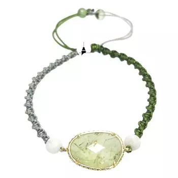 Вязаный браслет из пренита, лунного камня и натурального камня макраме