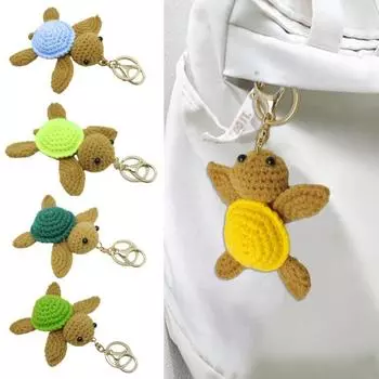 Вязаный брелок Черепаха Изысканная пряжа крючком Компактный размер Портативный брелок Мультяшный стиль жёлтый