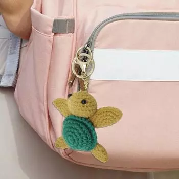 Вязаный брелок в виде черепахи, изысканная пряжа, вязание крючком, компактный размер, портативный брелок в виде мини-черепахи в мультяшном стиле