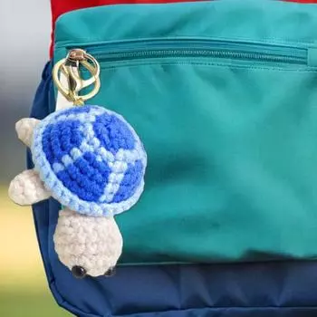 Вязаный брелок в виде черепахи, изысканная пряжа, вязание крючком, компактный размер, портативный брелок в виде мини-черепахи в мультяшном стиле жёлтый