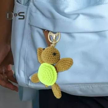 Вязаный брелок в виде черепахи, изысканная пряжа, вязание крючком, компактный размер, портативный брелок в виде мини-черепахи в мультяшном стиле зелёный