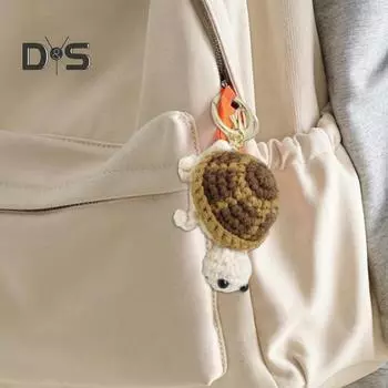 Вязаный брелок в виде черепахи, изысканная пряжа, вязание крючком, компактный размер, портативный брелок в виде мини-черепахи в мультяшном стиле фиолетовый