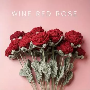 Вязаный букет роз, искусственный цветок для украшения дома и свадебного декора красный