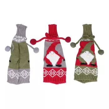 Вязаный чехол для бутылки вина, сумка-рукав, украшение для дома на Рождество, свадьбу, день рождения, вечеринку Gray +Green