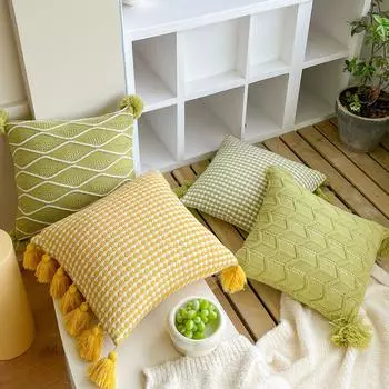 Вязаный чехол для подушки, подушка для дивана, подушка для офиса, поясничная подушка, чехол для домашней подушки 45*45