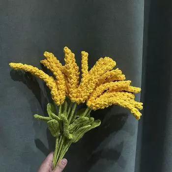 Вязаный цветок колосья пшеницы букет вязание крючком плетеные растения искусственный цветок ручной работы ячмень свадьба вечеринка украшение дома