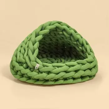 Вязаный домик для собак и кошек на все времена года, удобный и закрытый, подходит для кошек, домик для кошек, товары для животных, большая вместимость Bottom diameter 30cm бежевый