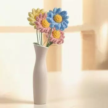 Вязаный искусственный цветок ручной работы лучший подарок Домашняя готовая ручная вязка Подсолнух Декор стола синий