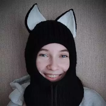 Вязаный капюшон с медвежьими ушками, лыжная маска, балаклава, модная взрослая шапка Adult 57-59cm