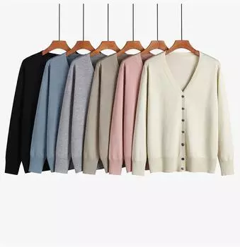 Вязаный кардиган большого размера для женщин, осень 2024, свитера, женские топы, женские кардиганы, белый кардиган для женщин, вязаная куртка M чёрный