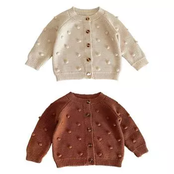 Вязаный кардиган для новорожденных, пальто, весенне-осенний однотонный свитер на пуговицах 73