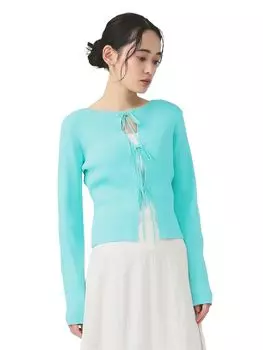 Вязаный кардиган с резинкой и пайетками СИНИЙ ОДИН РАЗМЕР [Raybeams] L/S для женщин синий