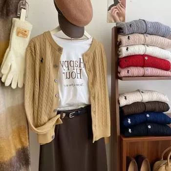 Вязаный кардиган с вышивкой в стиле ретро - женский вязаный свитер-жакет на весну и осень One Size