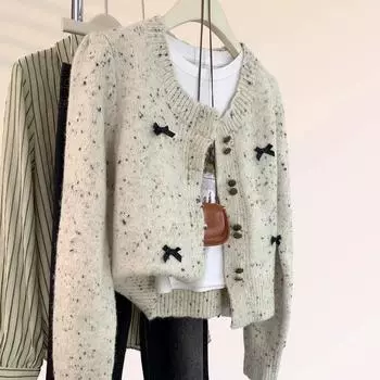 Вязаный кардиган Xiaoxiangfeng для женщин, осень 2024, новый короткий внутренний топ с небольшим темпераментом для женщин S белый