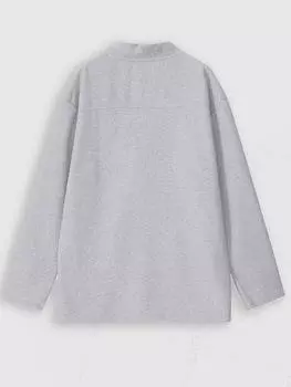 Вязаный кардиган ZAFUL с пуговицами, V-образным вырезом и передним карманом S светло-серый