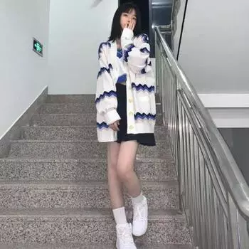 Вязаный кардиган, женский осенне-зимний японский повседневный свободный свитер, универсальный свитер с длинными рукавами, кардиган, женские топы One Size белый