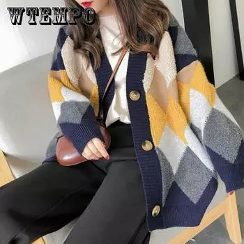 Вязаный кардиган, женский осенне-зимний свободный свитер, куртка больших размеров, женский тренд XXL