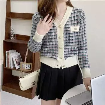 Вязаный кардиган женский свитер куртка начало осени новый топ дизайн смысл для ношения корейской версии женской одежды на улице one size белый