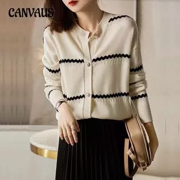 Вязаный кардиган, женский свитер на весну и осень, нежный ветерок, трикотажная куртка с круглым вырезом, изысканная шикарная блузка с длинными рукавами