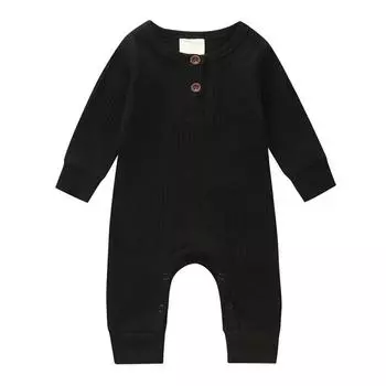 Вязаный комбинезон на пуговицах для маленьких мальчиков и девочек, однотонный комбинезон для новорожденных, боди унисекс для младенцев 90
