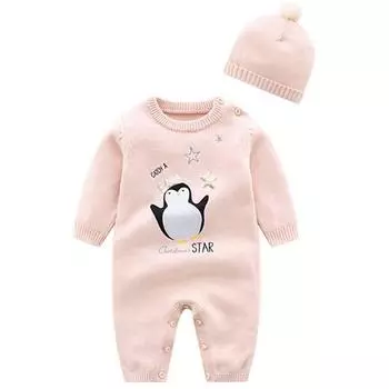 Вязаный космический костюм Joy Multi Crown Penguin + шапка, размер 90, лучшая детская одежда в Корее 59