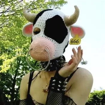 Вязаный крючком берет с ушками кролика, милая шапочка лоли для взрослых, шляпа рыбака adult 57-59cm