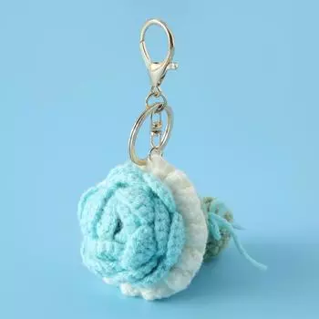 Вязаный крючком брелок в виде розы, креативный ручной дизайн цветка, декоративный подвес для сумки, ручная работа, вязаный цветок, подарочные аксессуары, 6 цветов
