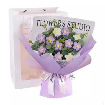 Вязаный крючком букет цветов центральный элемент стола подарок искусственный вязаный на свадьбу