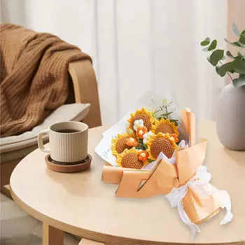 Вязаный крючком букет искусственных цветов ручной работы, вязаный для украшения стола, юбилей