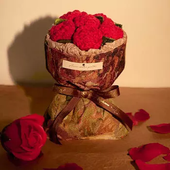 Вязаный крючком букет из искусственных цветов, романтический, нежный, плетеный, для вечеринки друзей красный