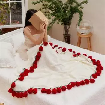 Вязаный крючком букет роз одеяло мягкое дышащее декоративное романтическое розовое цветочное вязаное одеяло Sunflower