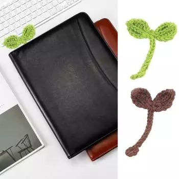 Вязаный крючком бутон росток, аксессуар для наушников, закладка, хлопковый галстук ручной работы, зеленый кофейный кабель, вязаный крючком подарок для любителей книг, любителей музыки зелёный